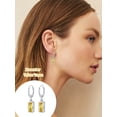 thumbnail image 3 of FOCALOOK Birthstone Dangle Hoop Earrings for Women Sterling Silver Square Cubic Zirconia November Yellow Topaz Leverback Huggie Drop Earrings Birthday Christmas Jewelry Gift, 3 of 10