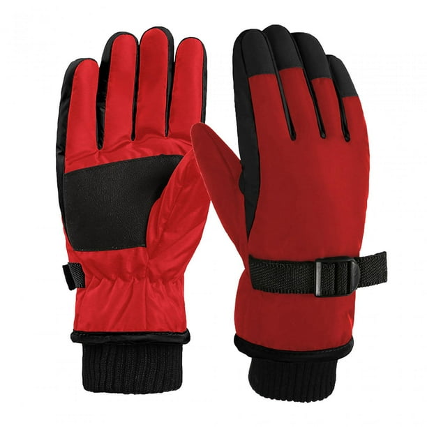Guantes de invierno para niños, guantes interiores de felpa, guantes gruesos resistentes al viento para clima frío, guantes de esquí para niños, niñas , Rojo CUTICAT Guantes de invierno