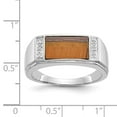 thumbnail image 5 of Solid 14k White Gold Tigers Eye and Diamond Men's Ring Band Size 10.5 (.03 cttw.), 5 of 6