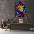 thumbnail image 5 of Mudket Framed Colorful Leopard Canvas Wall Art, Neon Jungle Animal Print Wall Decor, Trendy Wildcat Pictures Ready to Hang for Bedroom - 12"L x 8"W, 5 of 10