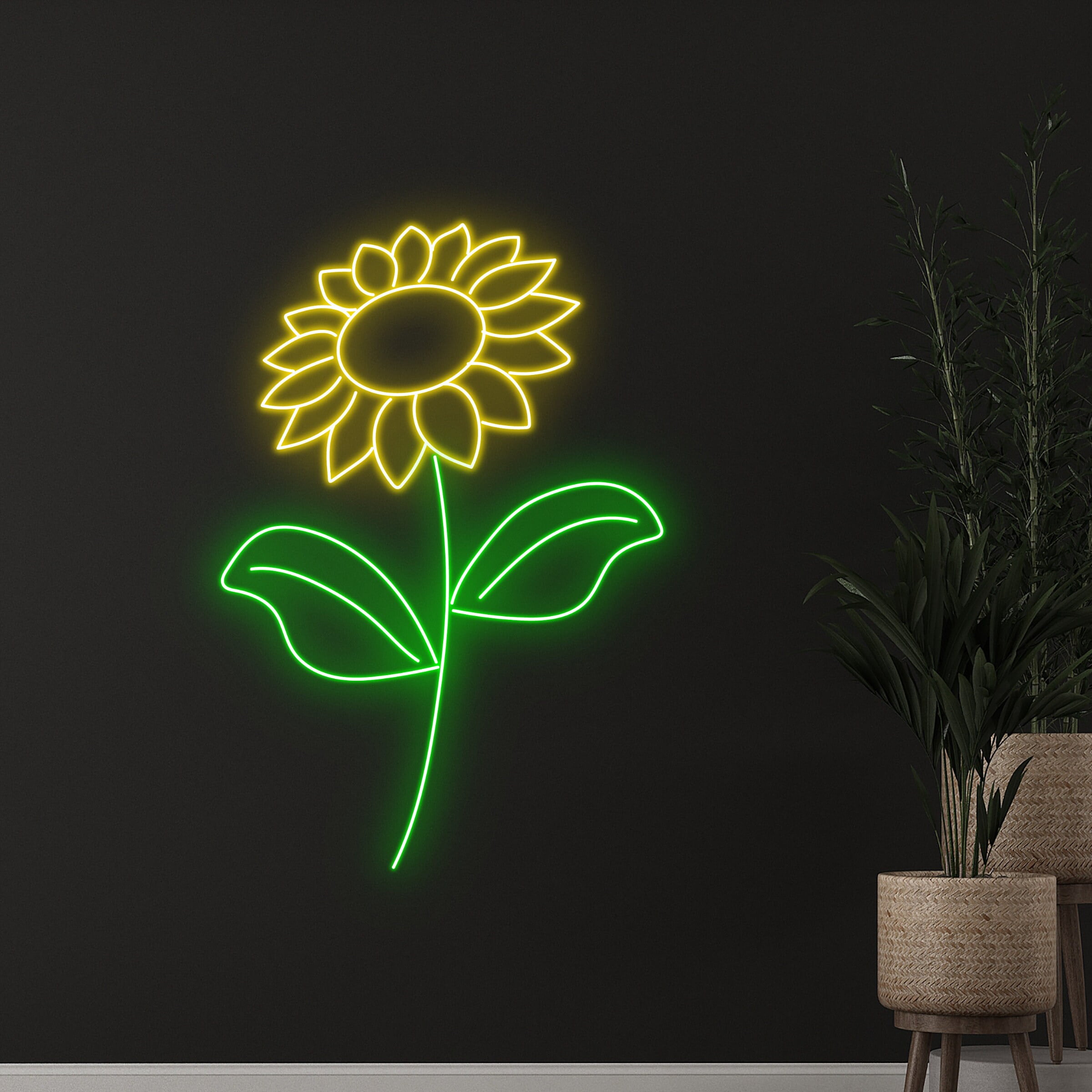 Handmadetneonsign Sunflower Neon Light Sunflower Flower Led Light Flower Led Sign Sunflower Neon