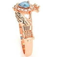 thumbnail image 3 of Claddagh Blue Topaz Diamond Ring In Solid 14k Rose Gold, 3 of 6