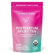 Pink Stork Postpartum Uplift Tea: Postpartum Recovery and Mood Support, Lime, 30 Cups