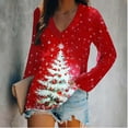 thumbnail image 4 of Craaazy Christmas Shirts for Women V Neck Long Sleeve Sweatshirt Christmas Print Pullover Tops Gifts, 4 of 5