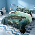 thumbnail image 3 of Erosebridal Sea Manatee Twin Quilt Set, Marine Animal Twin Coverlet Set, Reversible 2pcs, 1 Bedspread and 1 Pillowcase, 3 of 7