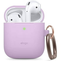 elago Silicone Case with Keychain Designed for Apple AirPods Case, Front LED Visible [ Lavender ]