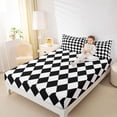 thumbnail image 4 of Homewish Rhombus Pattern Bed Sheets,Modern Geometric King Sheets,Black White Buffalo Sheet Set For Boys Kids,Luxury Bedroom Decor,4-Piece, 4 of 7