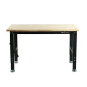Frontier 48-inch Heavy-Duty Workbench with Adjustable Height, Wood Worktop, Steel Frame