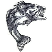 Largemouth Bass Fish Embroidered Iron On/Sew patch [6.8" x5"]