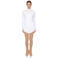 thumbnail image 2 of Doomiva Women Figure Skating Outfit Long Sleeve Rhinestone Dress with Mesh Boot Cover Tights White L, 2 of 5