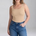 thumbnail image 2 of Stichou Women's Tank Tops Summer Square Neck Workout Cropped Ribbed Spring Camisole Sleeveless Clothes Beige 2XL, 2 of 6