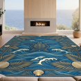thumbnail image 2 of Design&I 3'x5' Ultra Soft Throw Mat, Motif Nautical Wave Starfish Border Coral Reef Seashell Ocean Turtle Refined None Fluffy Washable Easy Care Indoor rug for Bedside Hallway, 2 of 7