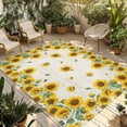 thumbnail image 2 of Outdoor Rug 5x7 ft Farmhouse Sunflowers Floral Print Waterproof Outdoor Patio Rug Mat Non Slip Outside Area Rugs Carpet for RV,Camping,Porch,Deck,Pool,Balconybackyard,Beige, 2 of 9
