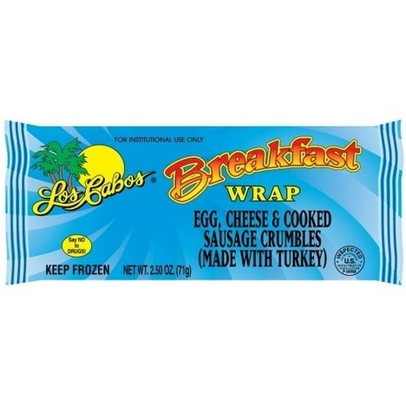 Los Cabos Egg and Cheese Sausage Turkey Crumble Wrap, 2.5 Ounce -- 72 per case