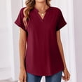 thumbnail image 7 of Resicozy Womens Summer Tops Short Sleeve Basic Casual V Neck T Shirts Trendy Lightweight 2026 Wine XL, 7 of 7