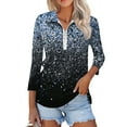 thumbnail image 2 of LIaqionyy Quarter Zipper Shirts for Women Printed Lapel 3/4 Sleeve Tunic Tops Casual Trendy Fall Winter Clothes, 2 of 7