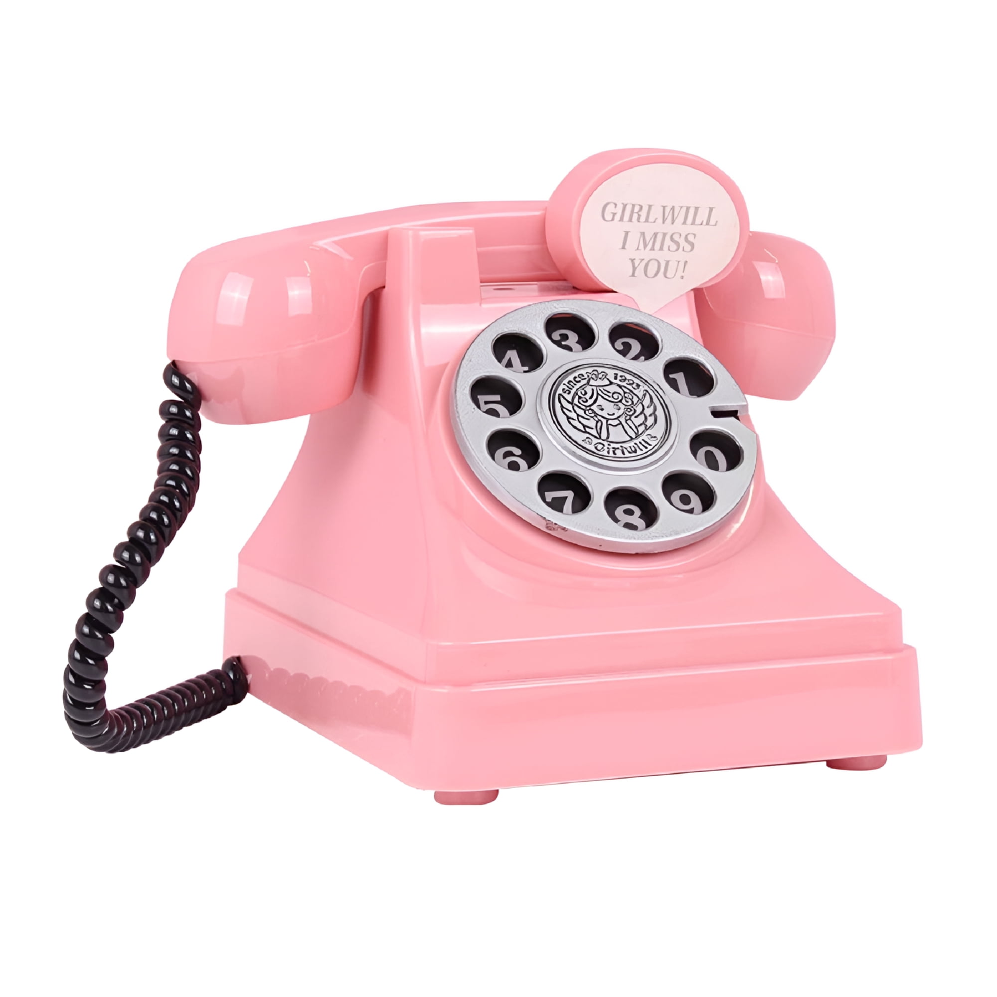 ACDANC Telephone Piggy Bank Retro Plastic Simulation Phone Shaped Piggy Bank Coins Banknotes Saving Pot Money Holder For Kids Adults Gift (Pink)
