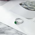 thumbnail image 4 of Gem Stone King 925 Sterling Silver Green Nano Emerald and White Created Sapphire Engagement Ring for Women (1.27 Cttw, Cushion 6MM, Gemstone May Birthstone, Available in Size 5, 6, 7, 8, 9), 4 of 5