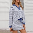 thumbnail image 4 of FAIWAD 2 Piece Skirt Sets for Women Loose Sweatshirt with Mini Skirt Casual Striped Workout Set Matching Lounge Sets, 4 of 6