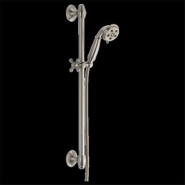 Delta 51308-SS Universal Showering Components H2Okinetic 3-Setting Slide Bar Hand Shower - Stainless