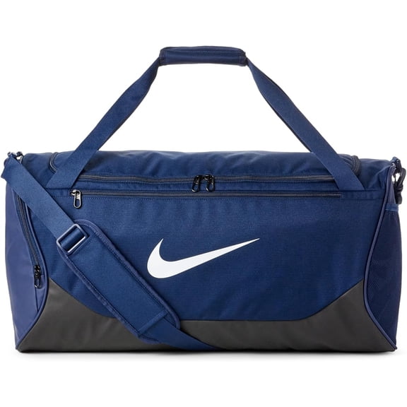 Nike Adult Gameday Brasilia X Training Duffel Bag (Medium,60L) | Mens and Womens / Navy/Black/White