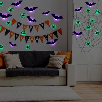 120 Pc Halloween Bat & Spider Stickers - 3D Wall Decals, Realistic Flying Bats Decor (Adhesives Included)