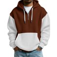 thumbnail image 2 of Y2K Style Men's Quarter-Zip Hooded Waffle Knit Sweatshirt, Thickened Fleece Texture Pullover, Fall Spring Retro Fashion,Brown,L, 2 of 5