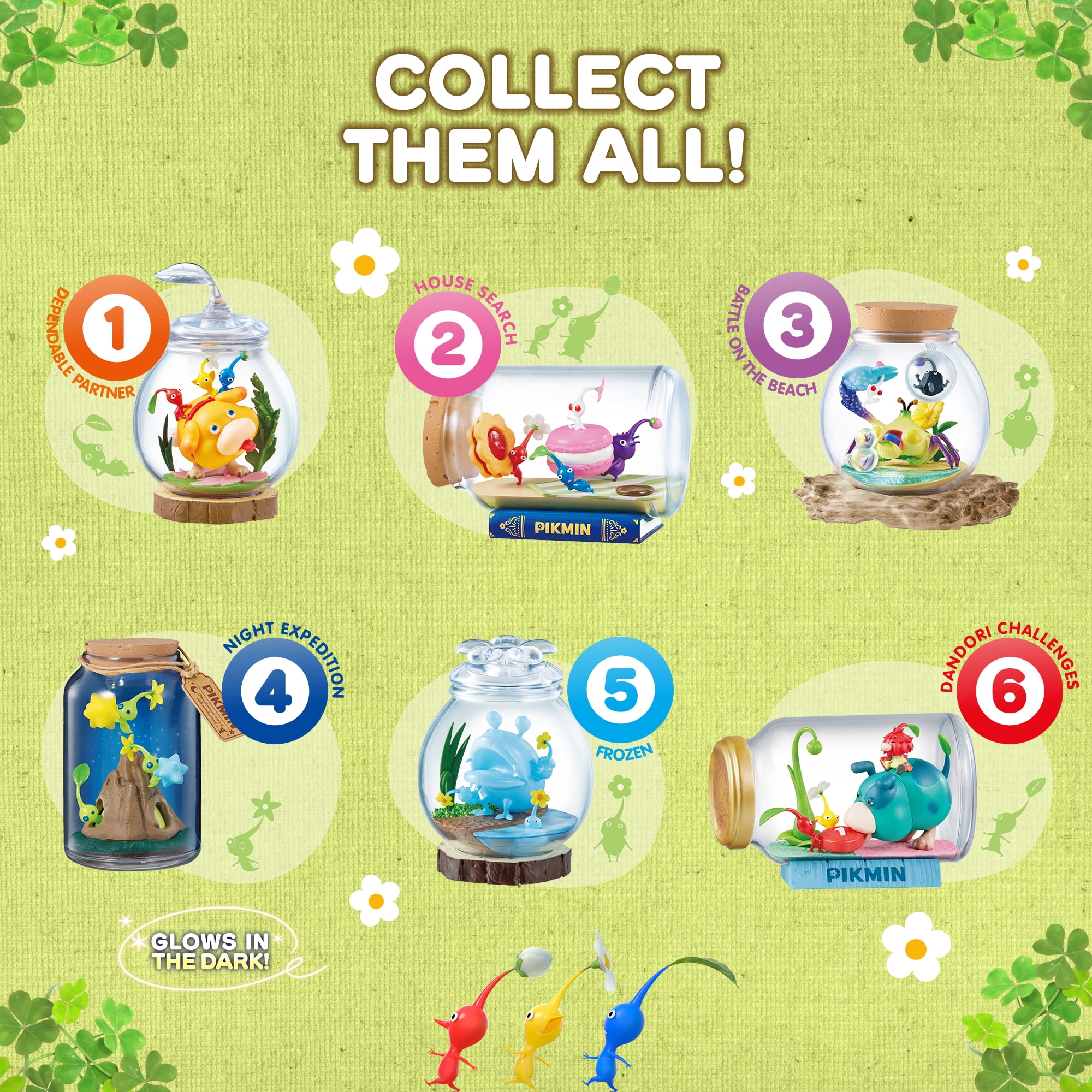Hamee RE-Ment Pikmin Blind Box Miniature Figure Set for Birthday Gift, Party Favor, Collectible Toy (Pikmin Terrarium Collection 2) – 6 Pc. (Full Set)