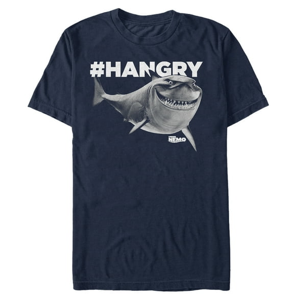 Men's Finding Nemo Bruce #Hangry  Graphic Tee Navy Blue 3X Large