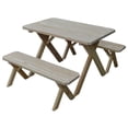 thumbnail image 2 of Yellow Pine Cross Legged Picnic Table with 2 Benches Size 6ft, 8ft, 2 of 15