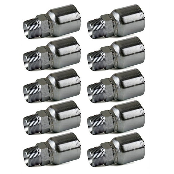 10 Pack MP-08-08 1/2" Hose x 1/2" NPTF Male Pipe Rigid Hydraulic Hose Fitting
