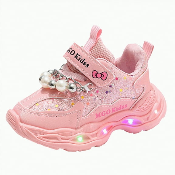 Hessimy Toddler Boys Girls Light Up Shoes, Cute Lightweight Breathable Anti-Slip, Led Flashing Sport Sneakers Toddler Shoes Toddler Shoes Purple For (Pink,6.5)