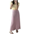 thumbnail image 3 of Sentmoon Long Skirts Plus Size Elastic High Waist Boho Flowy Skirt Pleated Beach Solid Color Loose Breathable Women Skirts Comfy 2025 Winter for Party Free Size, 3 of 5