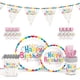 thumbnail image 2 of Vajilla desechable de papel de colores para cumpleaños, arreglos festivos para niños, suministros para platos de papel para tartas de fiesta, 2 of 5
