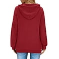 thumbnail image 5 of Fantaslook Womens Hoodies Casual Long Sleeve Waffle Pullover Tops Oversized Hooded Sweatshirts with Pocket, 5 of 7
