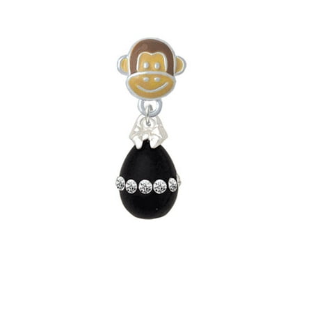 Black Easter Egg with Clear Crystal Band - Monkey Face Charm Bead