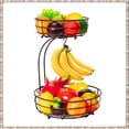 thumbnail image 1 of Auledio 2 Tier Metal Wire Fruit Basket Bowl with Banana Hanger, Detachable Storage Basket for Kitchen Counter in Bronze, 1 of 7