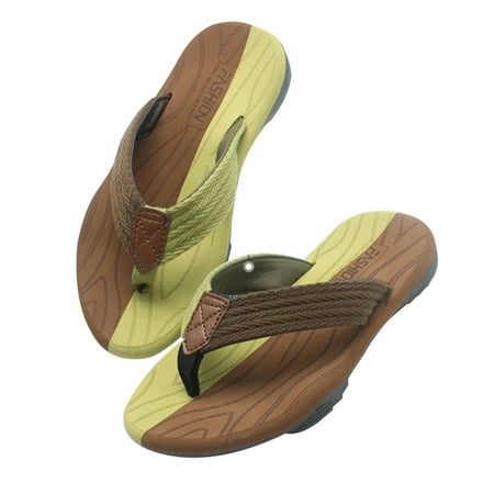 

Wave Beach Sandals With Cloth Thongs Soft Rubber EVA Sole Summer Holiday Beach Sports Sandals 42 Brown Green