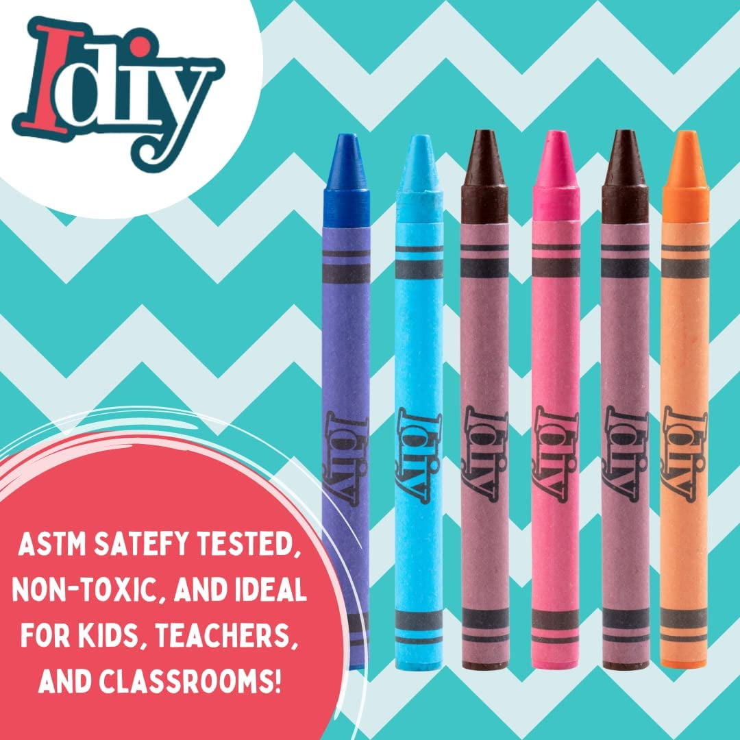 IDIY Individually Packaged Wrapped Boxes Wax Crayons (48 Packs, 12 colors, 576 pc)-ASTM Safety Tested, For Kids,Teachers, Art Classrooms, Restaurant, Back To School Supplies, Craft Projects
