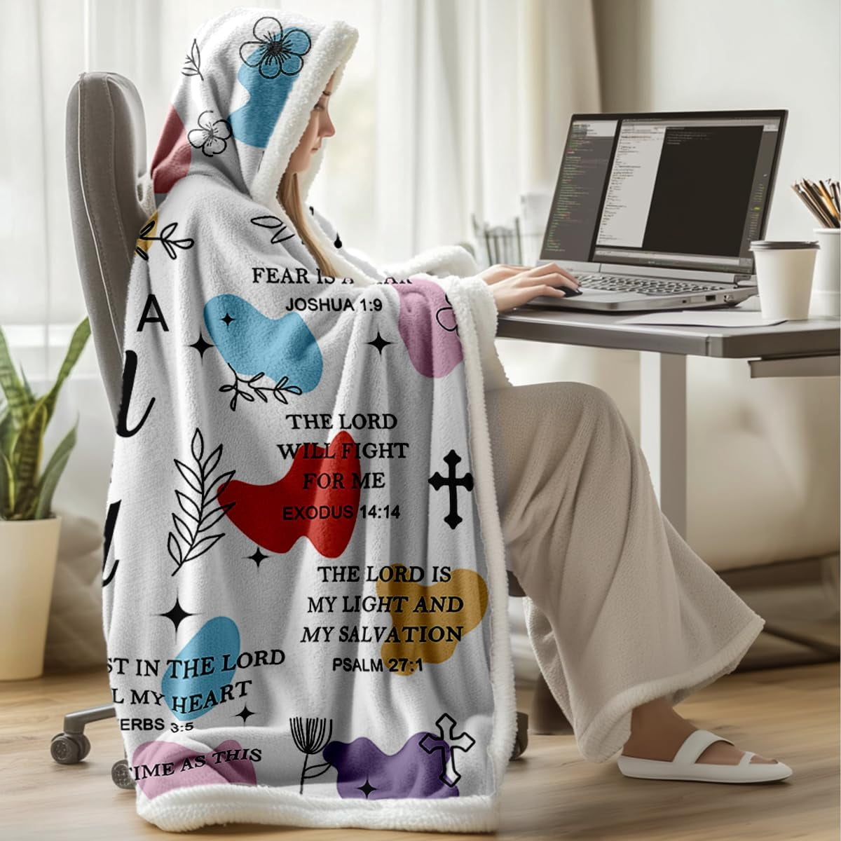 Christian Gifts for Women Wife Lover Mom Girlfriend Girl Sister Birthday, Hooded Blanket Throw Blanket Hoodie Cozy Fleece Flannel Women Christmas Gifts Christ Gifts, Christ Wearable Blanket