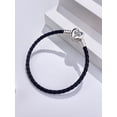 thumbnail image 2 of 1Pc Elegant 16-22CM Real 925 Sterling Silver Two-Sided Love Heart Bead Multiple Color Single Loop Leather Rope Bracelet For Women Anniversary Gift Fine Ladies Jewellery, 2 of 4