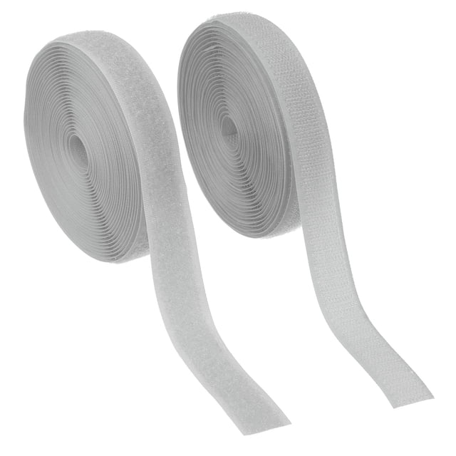 Cinta de gancho y bucle para coser Uxcell, 2 piezas de tiras de sujetador de nylon no adhesivas de 5 yardas en gris claro