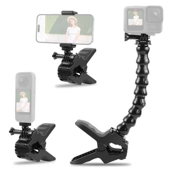 QKOO Action Sports Cameras Jaws Flex Clamp Mount with Phone Clamp (Black)