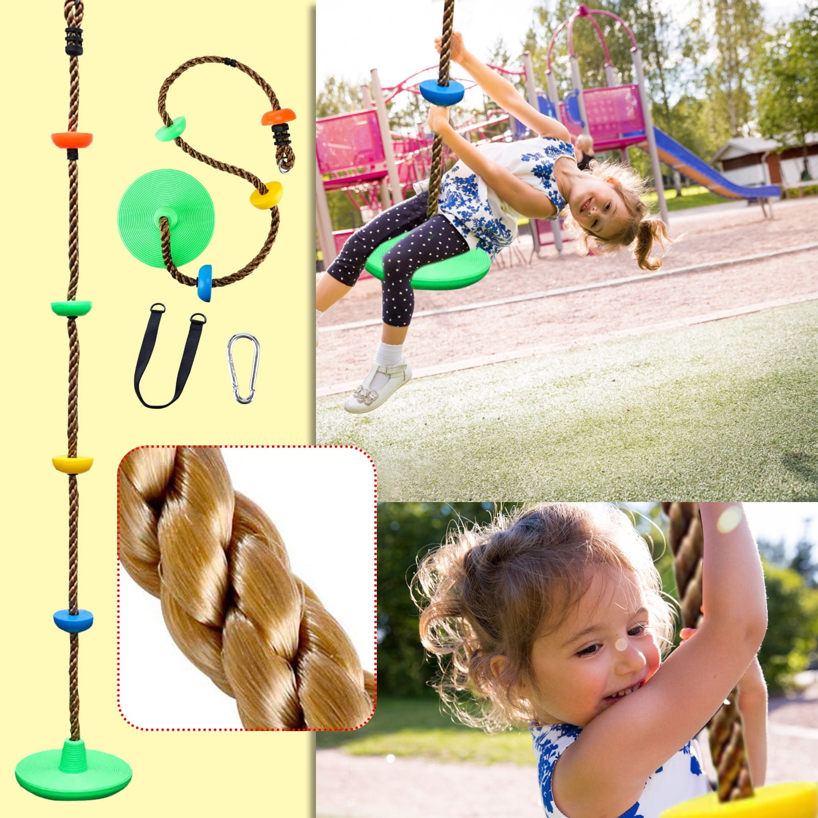 Tree Climbing Rope And Kids Disc Swing Seat Set, Tree Climbing Rope