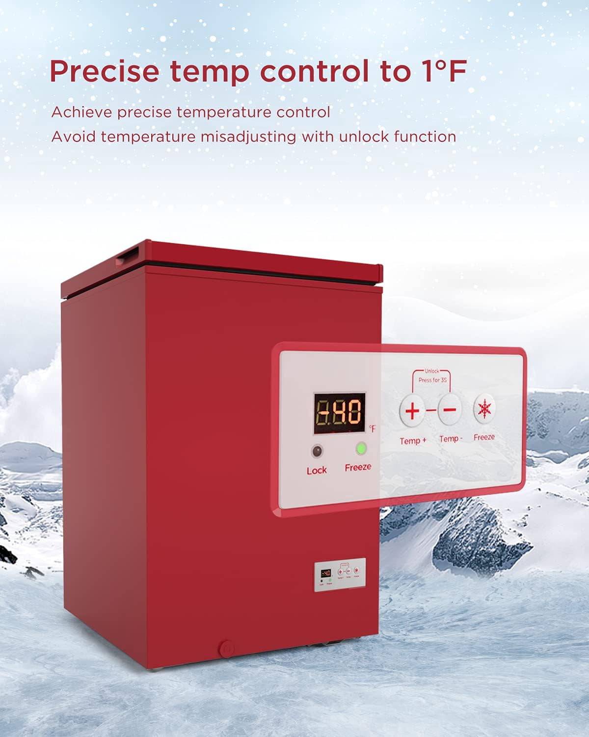 Northair -40°F Low Temperature Chest Freezer - 3.5 Cu Ft with 2 Removable Baskets - RED