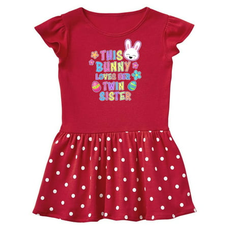 This Bunny Loves Her Twin Sister with Bunny Face and Flowers Infant Dress