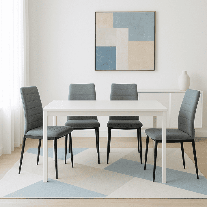 Homy Casa Set of 4 Upholstered Dining Chairs, Slim-Back Fabric Seat with Metal Legs, Gray