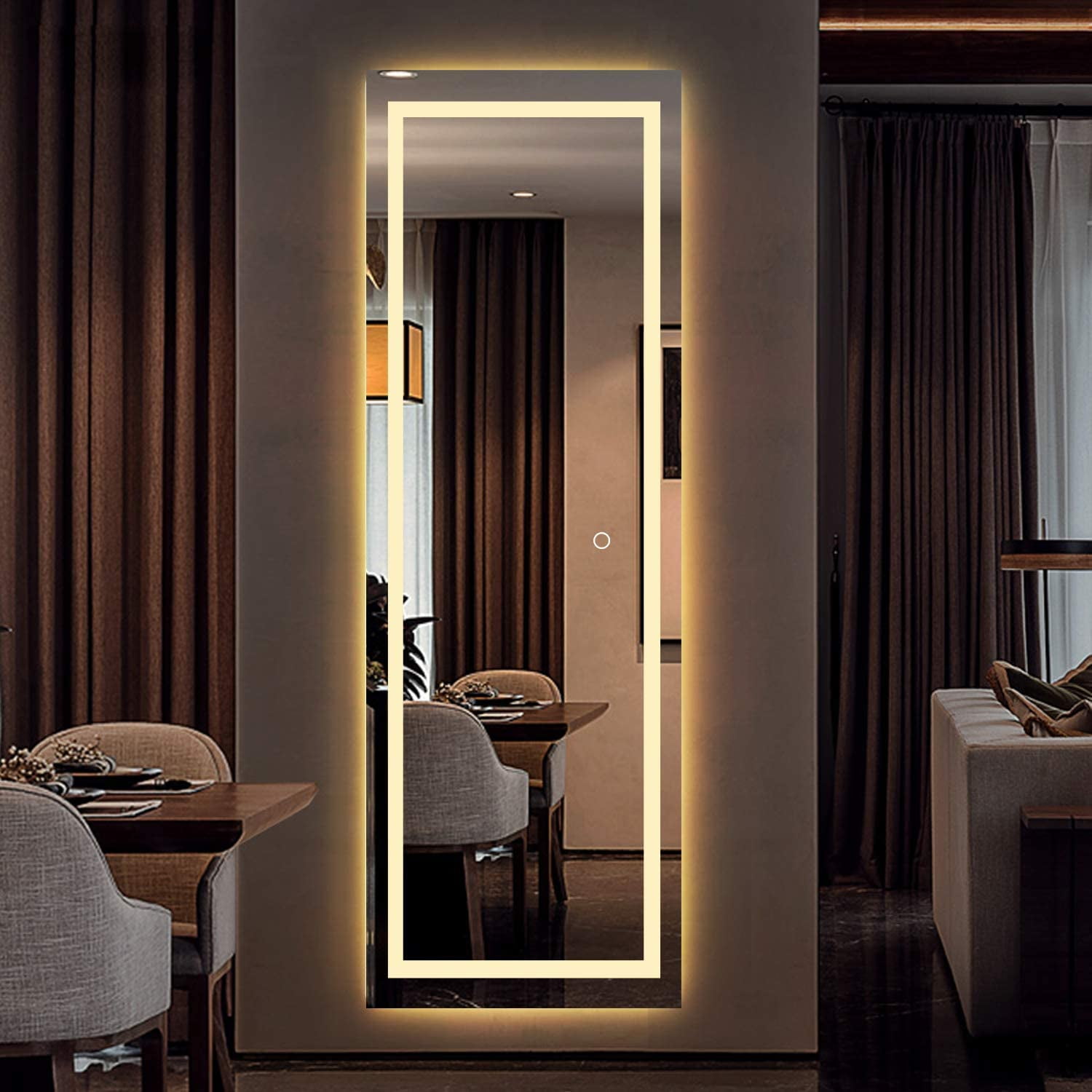 LED Full Length Mirror Wall Mounted Lighted Floor Mirror Dressing