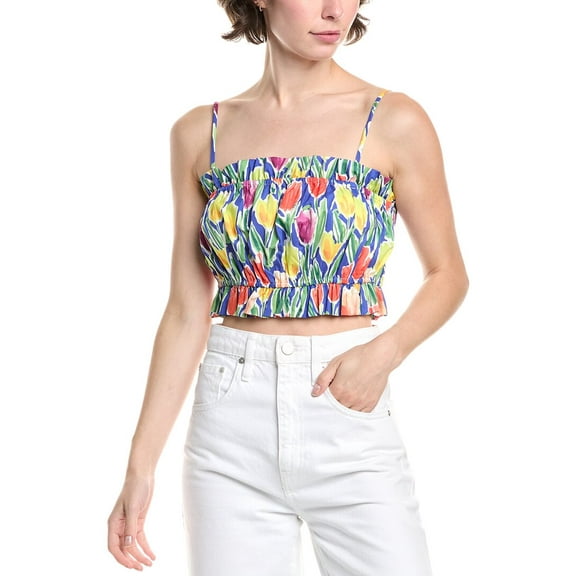 Endless Rose womens Print Crop Top, l, Blue