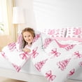 thumbnail image 4 of Homewish Kawaii Pink Letter Full Size Comforter Sets, Bowknot Monogrammed E Bedding Comforter Set, Cartoon Christmas Tree Reversible Bedding Sets, Super Cozy Room Decor, 3 Pieces, 4 of 8